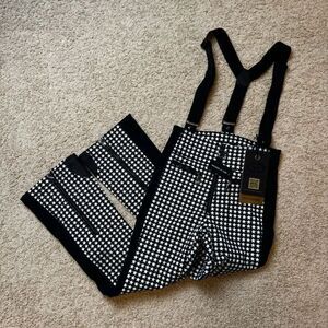 GOLDBERGH WOMEN'S HIGH END SALOPETTE SKI PANTS BIB STARSKI BLACK WHITE NWT US 10
